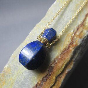 Lapis Lazuli Perfume Bottle Pendant, Spell Bottle